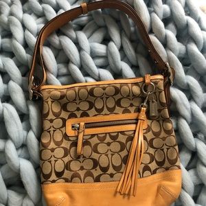 Tan over the shoulder Coach bag